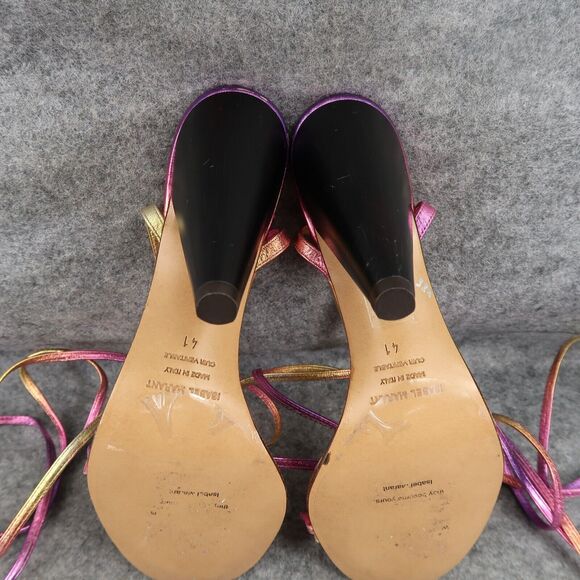 Isabel Marant Shoes Womens 41 Sandals Aliza Ombre Leather Metallic Ankle Wrap - Picture 14 of 16